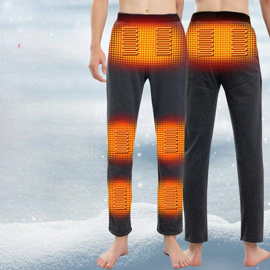 Winter new hot and warm pants for men, with thick fleece and elastic anti cold pants, rechargeable heating pants