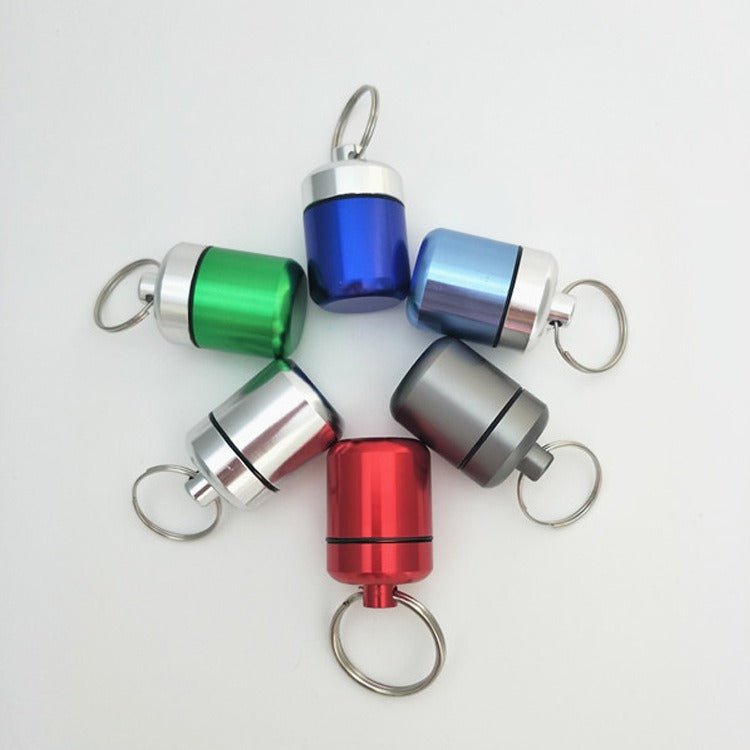 Aluminum alloy sealing ring keychain, aluminum can, short and chubby aluminum alloy metal can, coin earplugs, storage metal bott