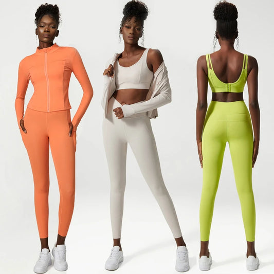 Yoga suit set women's three piece set oversized sports and fitness suit set