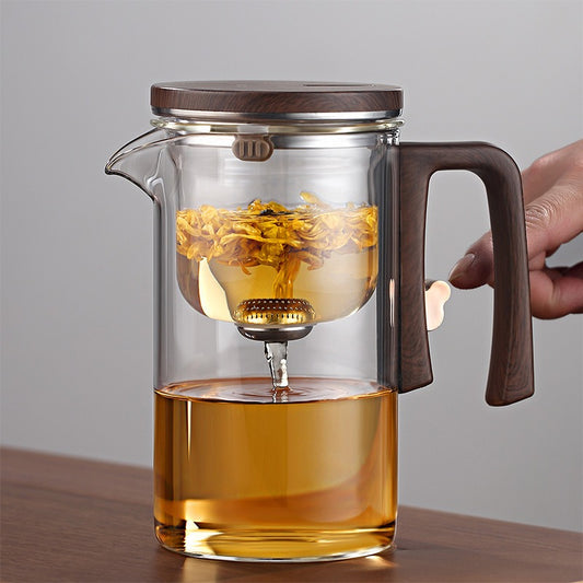 Xiaoman Waist new rodless elegant cup, one click magnetic suction filter glass tea pot, automatic tea separation tea cup