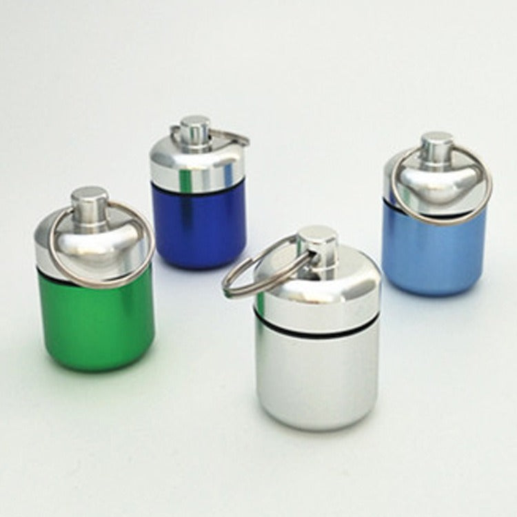 Aluminum alloy sealing ring keychain, aluminum can, short and chubby aluminum alloy metal can, coin earplugs, storage metal bott